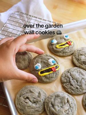 it’s a rock fact! black sesame sugar cookies using @Rooted Fare, dressed up as lil rocks from one of my favorite shows, over the garden wall! for the free recipe google Bites by Bianca black sesame sugar cookies! #BitesByBianca #OTGW #OverTheGardenWall 