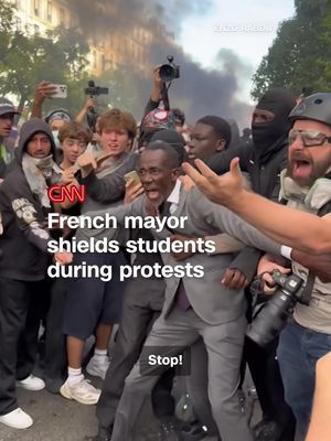 The mayor of a Parisian suburb was seen stepping between protesting students and riot police as protests over education funding continue in France.