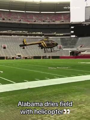 Throwback to when Alabama used a helicopter to dry the field back in 2018🤯 Alabama and Georgia are currently dealing with the potential impact of a hurricane ahead of their heavyweight matchup this weekend. #CollegeFootball #Football #Alabama #RollTide #Georgia 