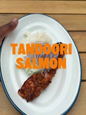 Tandoori Salmon to celebrate World Salmon Day.  The Afterburn challenge is to help me become Australia's Best pickleball player and hit my weekly recommended fish intake by fuelling up with @Tassal fresh Tassie Salmon. One of them is looking good... Ingredients Tassal Fresh Tassie Salmon Fillets ½ tsp turmeric 1½ tsp Kashmiri chilli powder 1 tsp garam masala 1 tsp coriander powder 1 tsp smoked paprika 2 tsp ginger paste 2 tsp garlic paste 1 tbsp yoghurt 1 tbsp olive oil 1 tsp salt Raita ½ cup Greek yoghurt 1 cucumber, grated and squeezed dry small handful coriander, finely chopped ½ tsp cumin ½ tsp salt Red onion, very thinly sliced  Basmati Rice Method Mix all the tandoori marinade ingredients together and coat the salmon. Leave to marinate for 20 minutes. Cook under a high broiler for 8–10 minutes, or air fry at 220°C for 8–10 minutes, until cooked through and nicely charred. For the raita, mix everything together and season to taste. Slice the red onion as thinly as possible and place in ice water for a few minutes, then drain. Serve the salmon with basmati rice, raita and shaved red onion. #ad