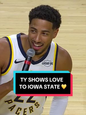 "I love you guys so much. Iowa State is so special to me." 💛 Tyrese Haliburton addressed the crowd before tonight's game at his alma mater Iowa State. #NBA #pacers #tyresehaliburton #iowastate 