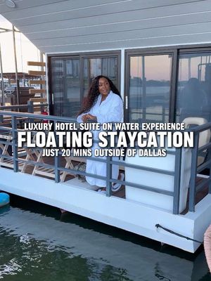 Luxury Floating Staycation near Dallas 🛥️🧖🏾‍♀️ Sometimes you just need a change of scenery to clear your mind. I spent the night at @Love and Boat on Lake Ray Hubbard and this was the reset I needed. Between relaxing on the water, spending time in the hot tub and sauna, and waking up to lake views, I couldn’t have asked for a more unique staycation experience.   🧾 Here’s What You Can Expect: 🛥️ Private Floating Suite 🍳 Kitchen & Grill Area  🛁 Hot Tub 🧖🏾‍♀️ Sauna 🚣🏾‍♀️ Water Sports 🃏 Card & Board Games 📍 Love and Boat Lake Ray Hubbard, TX Add this to your list of unique things to do in Dallas. Perfect for a romantic getaway, staycation, or some much needed time to yourself. Would you stay here? #LoveAndBoat #DallasStaycation #ThingsToDoInDallas #DallasCreator