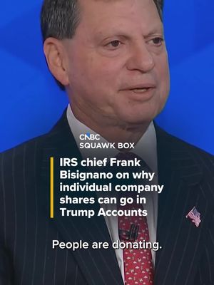 Frank Bisignano, Social Security Administration commissioner and #IRS CEO, joins CNBC's "Squawk Box" to discuss the automatic enrollment of eligible American children into Trump Accounts and the legal debate over stock donations. ⠀ Watch more at the #linkinbio or the link on screen. #CNBC #trumpaccounts