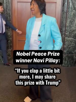The Nobel Committee awarded the 2026 Nobel Peace Prize to Navanethem "Navi" Pillay, a former International Criminal Court judge and U.N. human rights chief, "for her efforts to promote peace and international law." She said the award surprised her when her peers greeted her with rounds of applause on Friday, and she joked, "If you clap a little bit more, I may share this prize with Trump."
