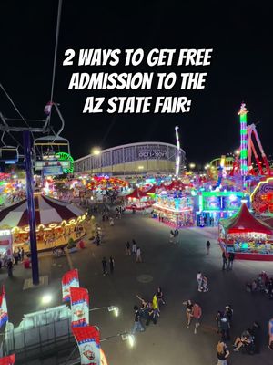 AZ STATE FAIR 🎡 It’s BACK!! Only until Nov 1. Go while you can, and we all know it can get expensive having fun at the fair but here’s some tips to get free admission if you go on a Thursday or Friday, they added an extra free day this year!! 🤩  👉🏼State Forty Eight: Free admission on Thursdays from 12pm-6pm. Guests must be wearing any State Forty Eight /Arizona State Fair shirt 👉🏼 Feel Good Fridays Presented by Sanderson Ford: Fridays in October from Noon to 6 pm. Bring in 8 non-perishable food items and receive one free admission. Benefitting St. Mary’s Food Bank and Operation Santa Claus [hosted] Will you be going to the state fair this year?? 🌟  • #phoenixarizona #thingstodoinaz #arizonaevents #arizonastatefair #phoenixfoodie @Arizona State Fair 