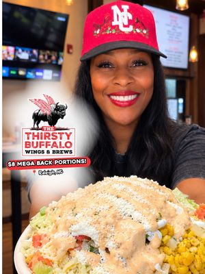 🗣️BIG MAMA $8 Burritos & Bowls! Raleigh, NC  There’s a new “mini food hall” concept downtown Raleigh that you need to go try. This is essentially two kitchens in one building where you can experience the best Mexican food and some of the most amazing bar bites. The Thirsty Buffalo Wings and Brews offers an $8 special for custom built burritos and bowls! We tried multiple things on their menu and nothing disappointed. Take a walk upstairs and you’ll find a whole separate kitchen, with a different vibe and menu! You can get sauces and rubs on wings, craft beers on tap and TVs everywhere for the perfect game day!  ENOUGH said, your turn to get 🅃🅁🄰🄿🄿🄴🄳!  PROTIPS: 😍 The BOWLS ARE MASSIVE!  🤟🏽 Lots of fresh topping options!  🚙 Free hourly parking downtown 🤪 Small shop, be patient 🚨 Open 7 Days a WEEK! ••••••••••••••• 📍 The Thirtsy Buffalo       211 S. Wilmington St. Raleigh, NC  ••••••••••••••• #raleighnc #nccheck #durham #nctiktok #fyp 