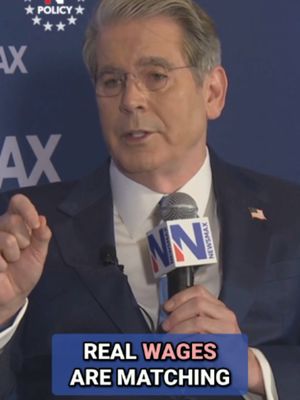 "THE ECONOMY'S VERY STRONG": Treasury Secretary Scott Bessent on the US economy: "Right now, real wages are matching headline inflation and Americans are breaking even."  See More: https://www.newsmax.com/newsfront/scott-bessent-donald-trump-economy/2026/10/09/id/1272227/  #Economy #Trump #ScottBessent #NEWSMAX #Iran #IranWar