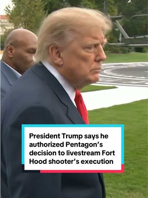 President Trump on Friday said he "absolutely" authorized the Pentagon's plan to livestream the Fort Hood shooter's execution. On Thursday, Defense Secretary Pete Hegseth said that Nidal Hasan's execution by firing squad will be public. The ex-Army major was convicted of killing 13 people at Fort Hood in 2009. #news #trump #forthood 