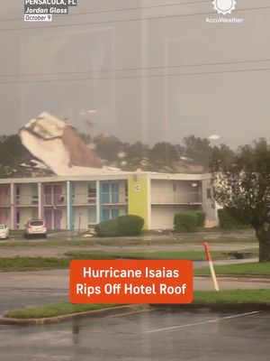 Destructive winds from Hurricane Isaias ripped the roof off a hotel in Pensacola, Florida, as the powerful storm slammed the Gulf Coast on Friday.