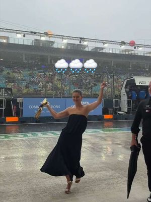 Here we go again 🌧️ #cadillacf1team #f1 #sprintrace #singapore #rain 