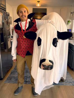 Trying the ghost photoshoot with Bruce! #cow #brucethecow #farm #animals
