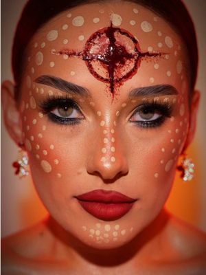 EASY HALLOWEEN LOOK TO RECREATE 🤭👀 Day 11 of 31 days of Halloween 🤭👀 • @Kosas revealer super creamy concealer • @nyxcosmetics_uk EpicWear ‘red’ eyeliner • @Mehron Makeup coagulated blood #31daysofhalloween #makeupfyp #creativemakeup #makeuptransformation #deermakeup 