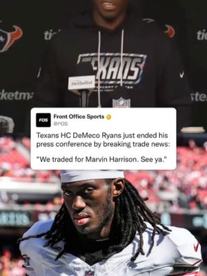 Houston Texans head coach DeMeco Ryans ended his press conference by announcing that his team just traded for Marvin Harrison Jr. ⁠ ⁠ 🎥 @houstontexans
