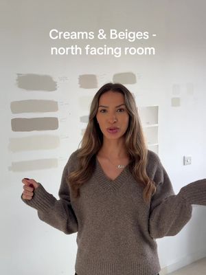 Testing Cream & Beige paint samples in a North facing room!🙌🏼🤍 Skimmingstone, goosefeathers, Cancun, almond white, summer linen, soft wool, ammonite, wheatgrass, antique cream, knotted twine, Egyptian cotton, pebble shore, school house white, sail white  #dulux #farrowandball #goodhome #valspar #crown 