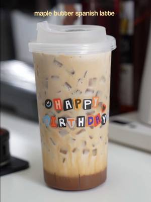 made myself some butter maple spanish latte for my bday hehe ☕️ #fyp #coffee #icedcoffee #foryou #homecafe 