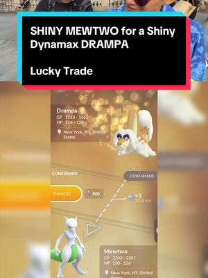 DAY 0008 - I Traded a SHINY MEWTWO for a Shiny Dynamax DRAMPA   Trading my shiny Mewtwo for a shiny Dynamax Drampa. My friend Yellow figured he was taking advantage of me here, but he shouldn't worry. Fun fact, I already have two Shundo Mewtwos in my collection, so I don't need another shiny Mewtwo. I'm perfectly happy giving this one away for a shot at a future Dynamax Shundo Drampa. Let's see if we get it. Would you trade a shiny Mewtwo for a shiny Dynamax Drampa? Let me know below. #shinymewtwo #dynamaxdrampa #pokemongotrade #shundohunt