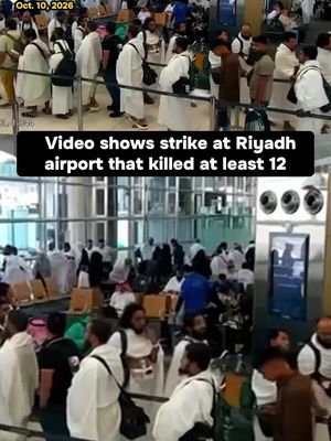 Footage released on Monday shows the moment of a deadly strike at King Khalid International Airport in Riyadh, Saudi Arabia, on Saturday. At least 12 people were killed and 309 others injured. Yemen’s Houthi group said it had carried out at least four operations targeting King Khalid International Airport in Riyadh since Saturday. The attack was the deadliest in a Gulf Arab nation since the Iran war began, marking a major escalation in the conflict involving Yemen’s Iran-backed Houthis and Saudi Arabia and further complicating efforts to halt the U.S.-Iran war.