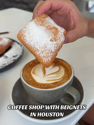 ☕️ NEW COFFEE SHOP WITH BEIGNETS IN HOUSTON ☕️  📍 Copper Espresso Bar just opened in Bellaire and wow their coffee is amazing! They serve @onyxcoffeelab & their Copper No.7 (espresso, Saigon cinnamon, honey & vanilla) is a must try😍👏 They also have New Orleans style beignets and they are soo fluffy and delicious. Perfect pairing for a cup of coffee! I love that they also have a drive thru and are open at 6am & 7am on weekends! Be sure to check them out.  📍 Copper Espresso Bar - 12925 Bellaire Blvd, Houston #houstonfood #houstontx #houstoncoffee