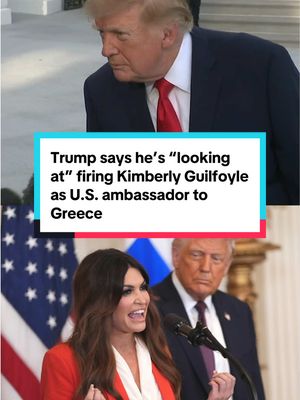 President Trump said he and his administration are "looking at" firing Kimberly Guilfoyle from her position as U.S. ambassador to Greece, after an associate of Guilfoyle's alleged she asked him to wire $100,000 to pay her American Express bill in exchange for her help with the Trump administration ahead of her Senate confirmation hearing. "Well, we're looking at it," the president told reporters on his way to Ohio when asked if he's considering firing Guilfoyle. "We're not happy." #trump #president #ambassador #greece 