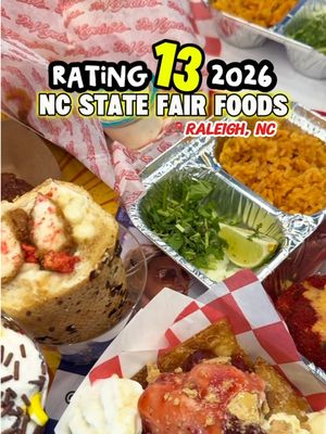 🗣️We attended Media Day for the 2026 @NC State Fair and rated 13 of the new items we found most interesting! Mind you - we are not culinary chefs, so if we say it’s a 2 out of 10, you might think it’s a 20! Go support these amazing vendors.  Also, some of the items were sampled cold, not fresh out of the grease, and that might affect the experience as well. BUT this is just our experience - now go get 🅃🅁🄰🄿🄿🄴🄳 by checking out the following food spots featured! 🏆FAIR FOOD OF THE YEAR - SAVORY  @Fatboys’s BBQ 🍖  🏆FAIR FOOD OF THE YEAR - SWEET  @Tropical Delights  *DRONE FOOTAGE from 2024 fair year *Cameos from a bunch of amazing NC Influencers! ••••••••••••••• #ncstatefair #explore #raleigh #visitnc #nccheck 