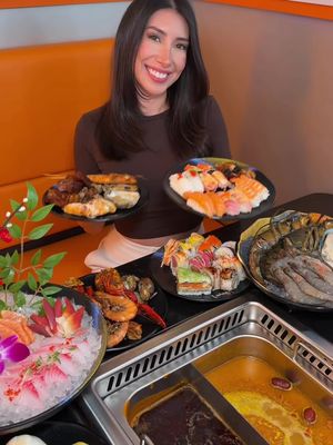 🔥NEW LUXURY AYCE SEAFOOD & HOT POT BUFFET IN HOUSTON🔥 📍 @Firepot Seafood & Hotpot is the newest and biggest AYCE seafood & hot pot buffet in Houston and it’s insane 😍 The interior is sooo nice, clean and spacious and the selection of option is endless. They have a Peking duck station, dim sum, hot pot, sushi rolls & nigiris, fresh seafood, hot dishes and more!  The pricing is $24.99 for lunch Monday through Friday (+$5.00 hot pot) and $40.99 for dinner all week & weekend (hot pot included). It’s such a fun experience and perfect for big groups. Be sure to check them out!  📍 @firepotayce 11375 Fountain Lake Dr, Stafford  #houstonfood #htx #houstoneats #houston