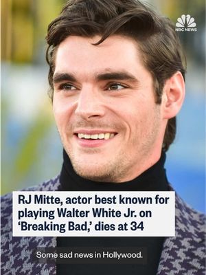 Actor RJ Mitte, known for playing the son of Walter White in the hit AMC series “Breaking Bad” and as an advocate for the rights of those with disabilities, has died at age 34, his representatives said Monday.