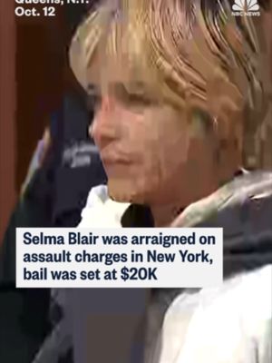 Selma Blair, who is accused of being physically abusive on a weekend flight and kicking an officer who took her to the hospital and a nurse after, was arraigned in New York City on two counts of assault.