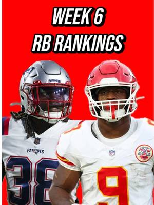 📈Top 20 Week 6 RB Rankings📈 Cam Skattebo is in line for a big week, his first of the season as the Giants go up against the Saints who rank last in the NFL against the run.  Chuba Hubbard has been quite the surprise thus far in fantasy football as this Panthers team has been scoring a lot of points with him benefiting the most.  Rhamondre Stevenson has performed well this year and now gets a bigger role with TreVeyon Henderson out for a while. Watch him work.  Kyren Williams and Derrick Henry have been doing their thing all season long. Expect them to maintain their workhorse roles and score lots of points.  Kenneth Walker is simply THAT GUY. There’s not much more that needs to be said.  #fantasyfootballadvice #fantasyfootballtips #nflfantasy #raiderswalterpicks #nflfantasyfootball 