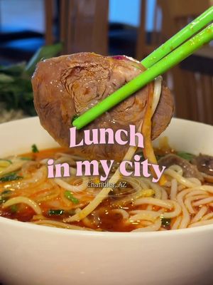 Lunch in my city ep 2: Vietnamese food in Chandler 🍜 bún bò Huế with lemongrass broth I'd drive across town for, grilled pork vermicelli (skip the shrimp add-on), bánh khọt, pineapple sugar cane, and one miss 👀 📍pho Mai send this to your food friend #lunchinmycity #chandlereats #phoenixfoodie     #creatorsearchinsights #lunchinthecity 