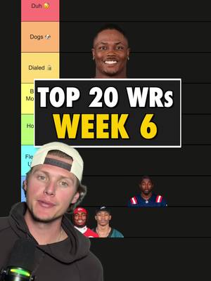 Top 20 Fantasy Receivers Week 6 🏈 DeVonta Smith, Rashee Rice Romeo Doubs, Terry McLaurin, Carnell Tate, Jaylen Waddle, Luther Burden III Josh Downs, Denzel Boston, Michael Wilson, Jalen Coker Downs is one of the most under-targeted receivers in football relative to how much separation he gets, so hopefully the targets tick up. Boston has four double digit weeks and gets a favorable matchup with the Ravens. Wilson has the hardest matchup of the group and I could see another dud. Coker returns against an Eagles defense giving up the sixth most points to receivers. Matthew Golden, Davante Adams, Tetairoa McMillan, Parker Washington all four are coming off 20 point games and all four get top 10 matchups, with Dallas 10th in points allowed to receivers, Arizona 4th, Philly 6th, and Houston 2nd. George Pickens, Garrett Wilson, Malik Nabers Pickens finally had his big game but needs to build on it. Wilson's coming off one of his best games of the year and gets a crucial conference matchup with the Patriots. Nabers is breaking back out with Jameis, 27 targets, 17 catches, 230 yards, and two touchdowns over his last two. Mike Evans, Christian Watson, Zay Flowers As long as Evans stays healthy he's a must start, with 18 targets over his last two. Watson looks like the steal of the draft and gets a great matchup against Dallas. Flowers should have Lamar back, which gives him a lot more upside. CeeDee Lamb, Drake London, Chris Olave, Nico Collins Lamb needs a big bounce back after a rough Thursday night. London's averaging over 20 points a game in his three games with Penix back. Olave had his first dud of the year against Minnesota but should bounce back against the Giants. Collins gets a Jaguars defense giving up the ninth most points to receivers, and Marvin Harrison could open up more targets for him, assuming he plays. JSN, Puka Nacua #TikTokCampaign #football #fantasyfootball #nflfantasy #nfl 