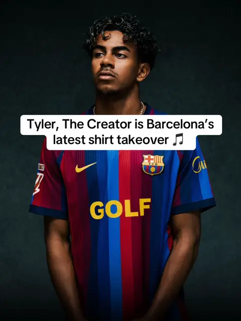 Since Spotify became the club’s main sponsor, they’ve regularly handed over the front of the shirt for major fixtures, with names like Drake, Travis Scott and Coldplay all appearing before. Now Tyler, The Creator joins the list, with the GOLF logo from his GOLF WANG universe set to feature on Barça’s shirt for El Clásico on 25 October. Who should be next? 👀 #tylerthecreator #golfwang #golf #barcelona #ElClasico 