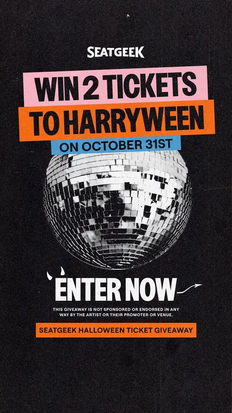 We are giving away TWO tickets to see Harry Styles on October 31st, and you could be there! How to enter:  🎃 Ready, steady, go follow @seatgeek  🎃 Like this post  🎃 Tag two friends in the comments and tell us what Harry should dress up as Enter by October 23 at 11:59 PM ET for your chance to win. Full sweepstakes rules at the link in bio. NO PURCHASE NECESSARY. PURCHASES DO NOT INCREASE ODDS OF WINNING. Odds depend on number of eligible entries received. VOID WHERE PROHIBITED. Open to legal residents of continental U.S. (excluding HI), age 18+. Approx. prize value: $1,500. Limit 1 entry/person. For rules, see bio. Sponsor: SeatGeek, Inc. Ends 10/23 11:59 PM ET. #harrystyles #harryween #halloween #togethertogether #concert 