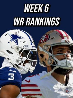 📈Top 20 Week 6 WR Rankings📈 Matthew Golden is approaching WR1 territory as he continues to be one of the focal points of the Packers offense. Expect his big weeks to continue.  George Pickens dominated last week and has another nice matchup this week. Even if Ceedee Lamb plays, he should stay on track to put up big numbers.  Malik Nabers has thrived with Jameis Winston at QB and is playing like the top 10 WR that he is. I see no reason why his numbers should dip moving forward.  Mike Evans and Nico Collins are engines that drive their offenses. As long as they are on the field, they will be featured early and often.  Puka Nacua and JSN top these rankings as we all thought they would at the beginning of the season, and we should expect another HUGE week.  #fantasyfootballadvice #fantasyfootballtips #nflfantasy #raiderswalterpicks #nflfantasyfootball 