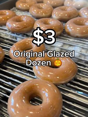 $3 Original Glazed Dozen 🎃​ ​ When you buy any dozen Friday, 10/16 thru Sunday, 10/18 🍩​ ​ Get this scary good double dozen deal! 👻​ ​ The Scary Sharies Offer will be available in shop, drive thru and online for pickup and delivery 10/16/26 through 10/18/26 at participating U.S. Krispy Kreme shops and is subject to product availability. See full terms at www.krispykreme.com ​ #krispykreme #halloween #offer #dozen #deal 
