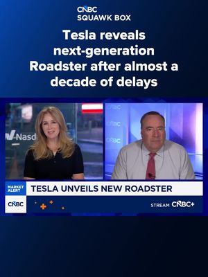 #Tesla revealed its next-generation Roadster from a #SpaceX test site in Texas on Thursday. ⠀ CEO Elon Musk first debuted the Roadster refresh concept in 2017 but Tesla has since missed every targeted delivery date. ⠀ Tesla said the new #Roadster, equipped with SpaceX thrusters, can accelerate from zero to 60 miles per hour in less than a second. ⠀ Read more at the link in bio or the link on screen. #CNBC