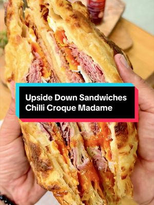 Upside Down Chilli Croque Madame The recipe is in my book One Pan Feasts. Link in bio ❤️ #upsidedown #sandwich #pastry 