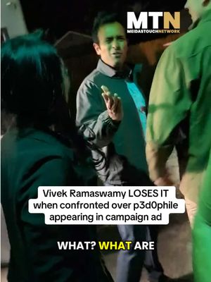 Vivek Ramaswamy gets visibly and DEFENSIVE after a man asks him about a PEDOPHILE appearing in one of his campaign ads. Q: “Why did you have a pedophile in one of your ads?” VIVEK: “What are you talking about?!” Things quickly go OFF THE RAILS as Vivek denies it, tries to explain, and storms off.