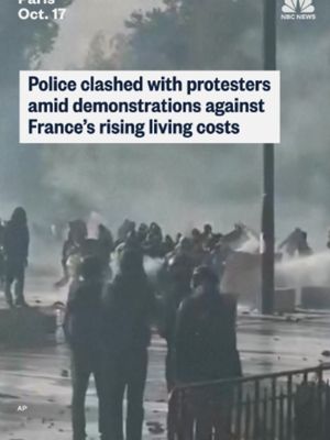 Cars were set ablaze and shops looted in Paris as police fired tear gas and water cannons to disperse protesters who joined demonstrations against rising living costs and in support of high school students’ grievances.