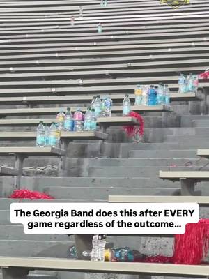 Does Georgia have the classiest band in the country?  Win or lose, The UGA band organizes all their trash at the end of the row for easy cleanup for the workers.  #cfb #georgia 