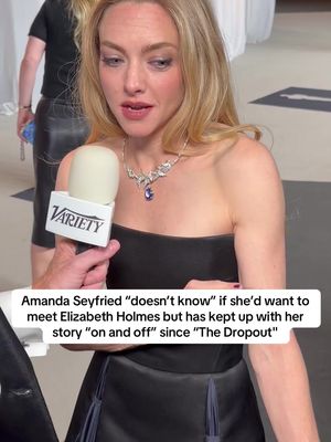 #AmandaSeyfried says she “doesn’t know” if she’d want to meet #ElizabethHolmes but has kept up with her story “on and off” since “The Dropout.” #AcademyMuseumGala