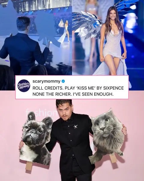 Dylan Sprouse knows how to do a grand gesture.  Dylan Sprouse surprised Barbara at the VS Fashion Show with cardboard cutouts of their fur babies. What a real life John Hughes film!  #DylanSprouse #BarbaraPalvin #victoriassecretfashionshow 