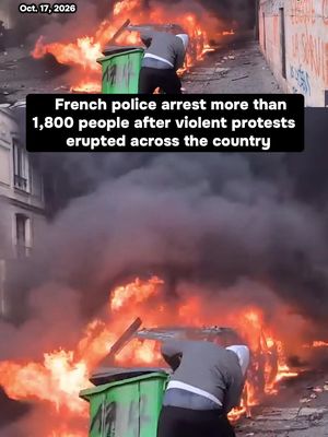 Police arrested at least 1,800 people across France after violent groups clashed with officers and looted shops during nationwide demonstrations on Saturday that drew hundreds of thousands who denounced rising living costs and poor conditions in schools. In Limoges, a city in central France, flames engulfed the 19th-century City Hall, causing its roof to collapse. Haute-Vienne prefect Maurice Barate told LCI television that the fire was deliberately set and nearly destroyed the building. The fire was under control Sunday. Around Paris' Place de la République on Sunday morning, dislodged cobblestones, shattered storefronts and broken glass marked the aftermath of the events. Looting and damage were reported around the square and in some other tourist and shopping areas in the city center.