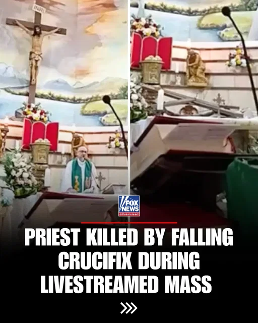 A Catholic Mass in Ecuador turns deadly in seconds when a large wooden crucifix falls from behind the altar, striking a priest as he prepares Communion. Worshippers scream and rush toward Father Patricio Alfredo Sánchez Molinari inside a church in Guayaquil, with one woman desperately calling for an ambulance. The Archdiocese of Guayaquil has since confirmed the priest's death, but what caused the crucifix to collapse remains unclear. The tragedy comes just one day after the church celebrated the anniversary of his ordination. #priest #foxnews #church #crucifix #ecuador