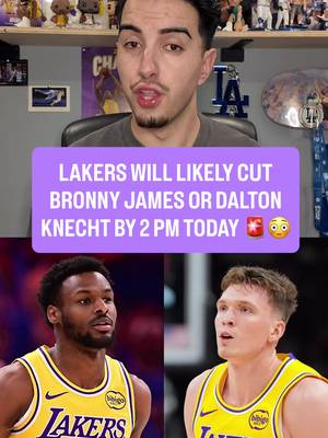 The Lakers will likely say goodbye to either Bronny James or Dalton Knecht by 2 pm today 🚨 LA has 16 guaranteed contracts and needs to get those down to 15 today. If they can’t find a trade for one of them, they will proceed to waive one. Would you rather keep Bronny or Knecht? #losangeles #lakers #NBA #news #hoops 