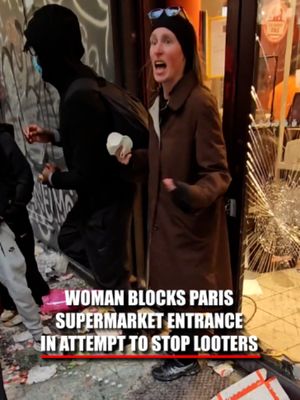 WATCH: A woman steps directly into the path of looters ransacking a Paris supermarket, confronting them as violent protests grip the city before a man pulls her away. "This is not the cause!" The moment was caught on camera as protests that began over school conditions and living costs explode into nationwide unrest, with rioters looting businesses, torching buildings and clashing with police across France.