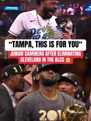 Junior Caminero doing his best Bron impression after advancing to the World Series 🤣 #baseball #MLB #mlbtheshow #rays #lebron 
