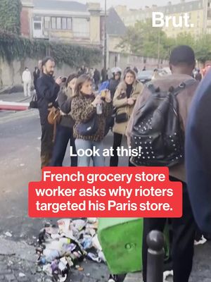 “What did we do to you?” A Paris grocery worker confronted a crowd outside his damaged shop after protests over high prices and declining public services turned violent. Hundreds of thousands marched peacefully across France, but rioters looted businesses and attacked public buildings and police, according to Reuters. #France #Paris #Protests #CostOfLiving