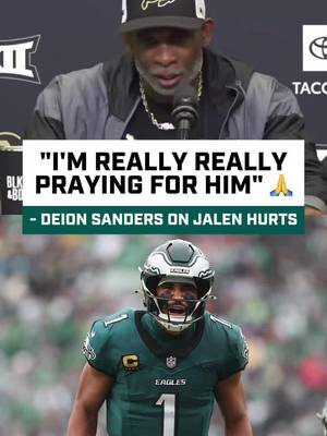 Deion Sandwrs gave his thoughts and prayers to Jalen Hurts during his press conference 💚🙏 #nfl #eagles #deionsanders #jalenhurts #phillytiktok 