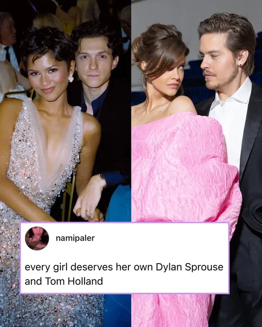 Tom Holland and Dylan Sprouse, you will always be ✨ THEEE blueprint ✨ Swipe through for a highlight reel of them loving their wives loudly. Photos: Getty #TomHolland #Zendaya #DylanSprouse #BarbaraPalvin (@namipaler on Threads)