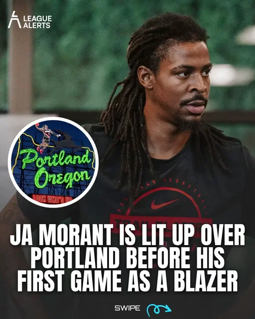 If you slept on Ja Morant this summer, now you can’t miss him 👀🌹 Nike lit up Portland’s iconic White Stag sign for Ja's first game as a Blazer. A summer of non-stop work, and on opening night his name is in lights over Old Town. Don't Sleep → Look Who's Up ⬆️ #teamnike 